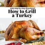 Pinterest image for how to grill a turkey.