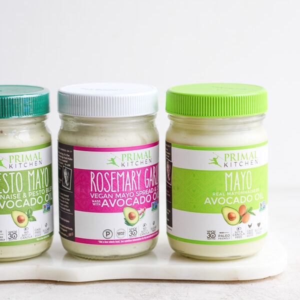 Jars of different types of Primal Kitchen mayonnaise.