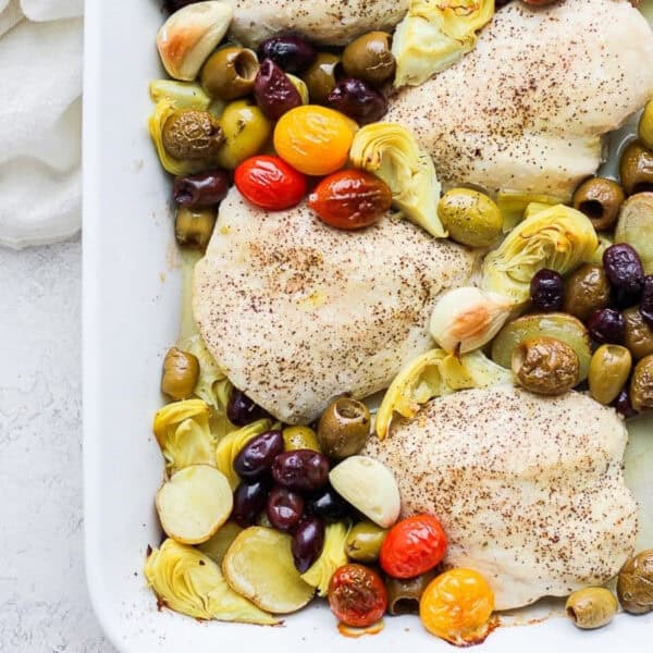 The best one pan greek chicken bake.