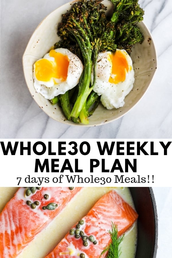 Whole30 Weekly Menu Plan - a weeks worth of breakfast, lunch, dinner and snack! #whole30 #whole30weeklymealplan #weeklymealplan #whole30recipes Whole30 Weekly Menu Plan